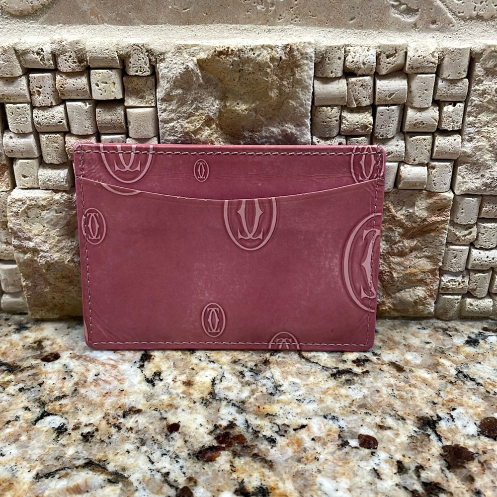 GUC Cartier Happy Birthday Pink Leather Card Case